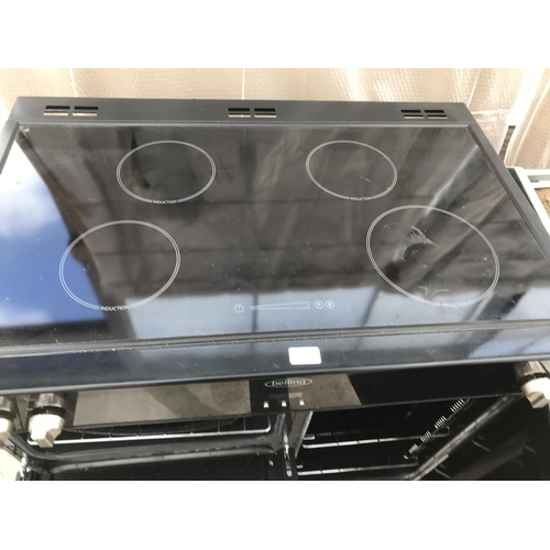 126 - A BLACK BELLING DB4 9EL ELECTRIC RANGE STYLE COOKER WITH CERAMIC TOP HAVING FOUR INDUCTION HOBS, THE... 