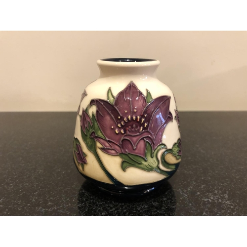 312 - A MOORCROFT POTTERY VASE DECORATED IN THE 'PULSATILLA' PATTERN DESIGNED BY VICKY LOVATT, SHAPE NUMBE... 