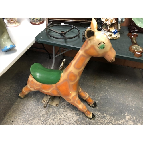 226 - A VINTAGE FAIRGROUND SEATED MODEL RIDE OF A GIRAFFE, HEIGHT 106CM