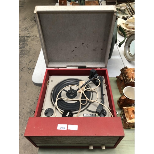 239 - A RETRO DANSETTE VIVA 'B.S.R.' CARRY CASE RECORD PLAYER