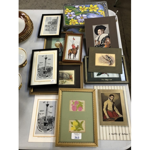 363 - A MIXED GROUP OF VARIOUS SILK FRAMED PICTURES TO INCLUDE 'YORK MINSTER', 'TRAFALGAR SQUARE', FURTHER... 