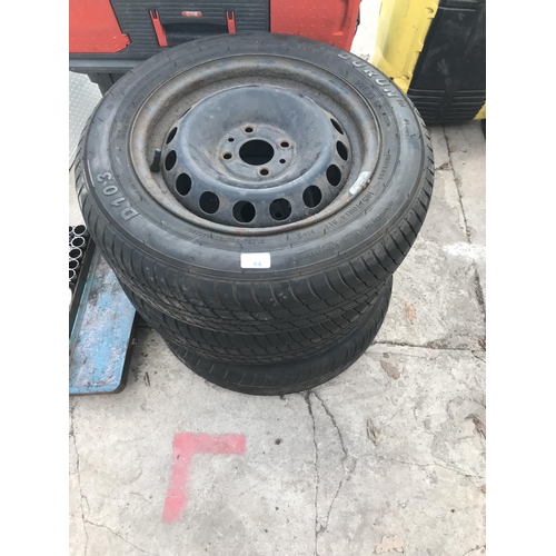 44 - THREE WHEELS AND TYRES 165/70 R14