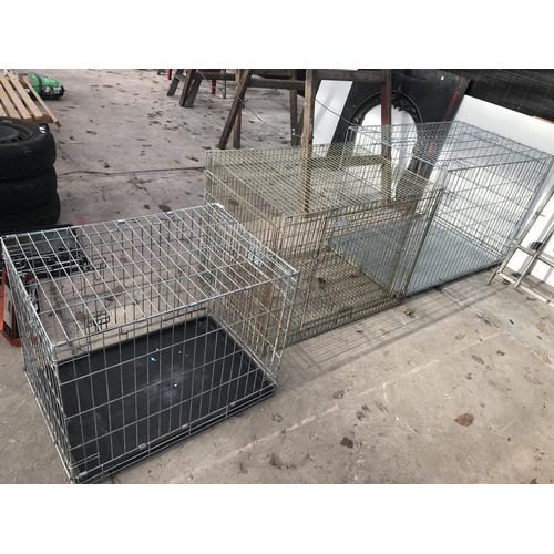 5 - THREE VARIOUS SIZED DOG CAGES