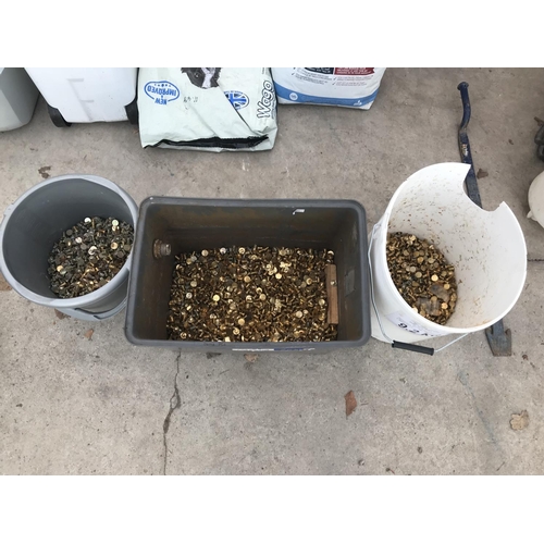 50 - THREE TUBS OF BRASS SCREWS