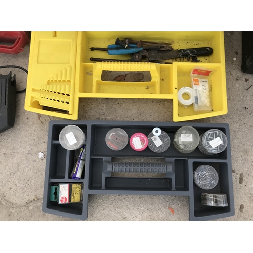 51 - THREE TOOL BOXES AND CONTENTS, A JIGSAW, TORCH ETC