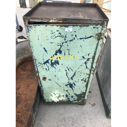 58 - A VINTAGE METAL CABINET WITH SINGLE DOOR - 122 CM X 37 CM