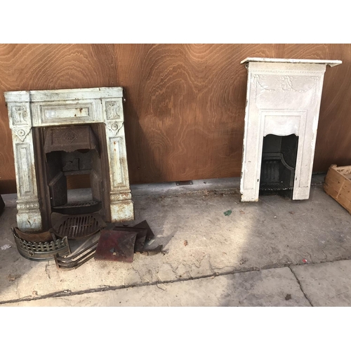 76 - TWO VICTORIAN CAST IRON FIREPLACES AND VARIOUS ACCESSORIES