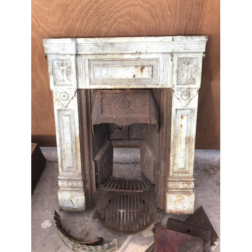 76 - TWO VICTORIAN CAST IRON FIREPLACES AND VARIOUS ACCESSORIES