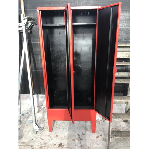 8 - A VINTAGE METAL LOCKER CABINET WITH TWO DRAWERS - 183 CM X 77 CM