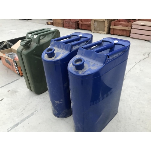 101 - THREE METAL JERRY CANS