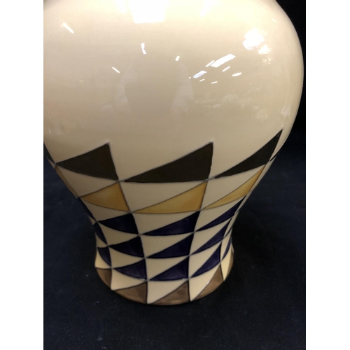 326 - A MOORCROFT POTTERY TRIAL VASE DECORATED IN THE 'ISOSCELES' PATTERN DESIGNED BY EMMA BOSSONS FOR THE... 