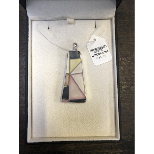 332 - A MOORCROFT ABSTRACT .925 STERLING SILVER PENDANT WITH POTTERY COLOURFUL INSERT, RRP £353.95 (BOXED)... 