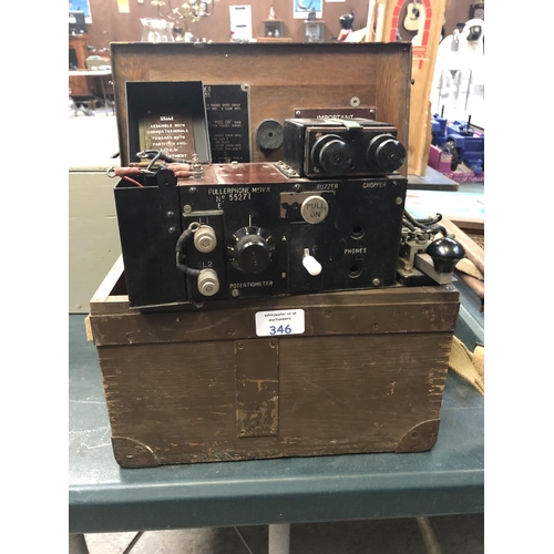 346 - A VINTAGE 'MORSE CODE' MACHINE IN ORIGINAL WOODEN BOX