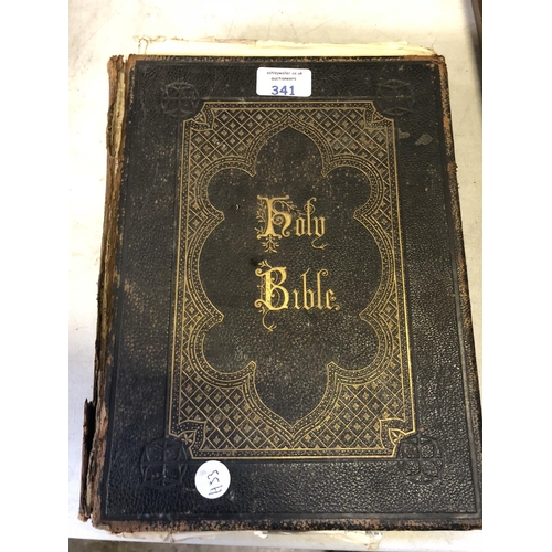 341 - A LEATHER BOUND VINTAGE HOLY BIBLE BOOK