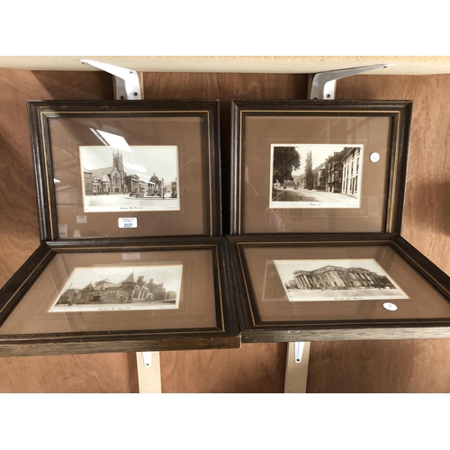 207 - A GROUP OF FOUR MAHOGANY FRAMED PHOTOGRAPHS TO INCLUDE 'PRESTBURY' AND THREE OF MACCLESFIELD TO INCL... 