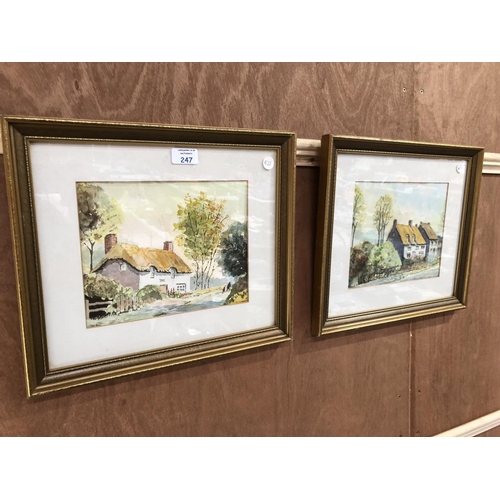 247 - A PAIR OF GILT FRAMED WATERCOLORS OF COTTAGES IN LANDSCAPE (2)