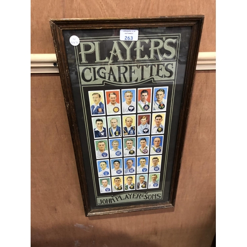 263 - A FRAMED 'PLAYERS' CIGARETTES VINTAGE CRICKET CIGARETTE CARD MONTAGE