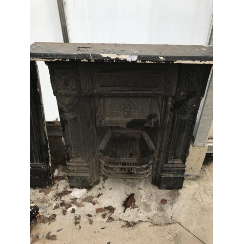 1 - TWO CAST IRON FIREPLACES, ONE WITH TILED SIDE PANELS