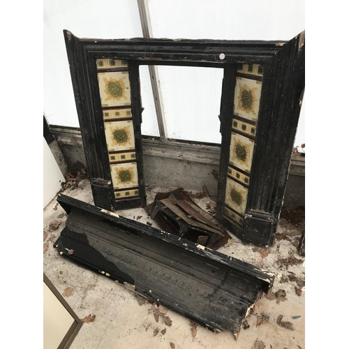 1 - TWO CAST IRON FIREPLACES, ONE WITH TILED SIDE PANELS