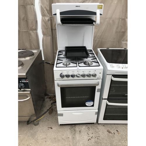 102 - A BEKO ASPEN 50 GAS COOKER WITH OVEN AND EYE LEVEL GRILL