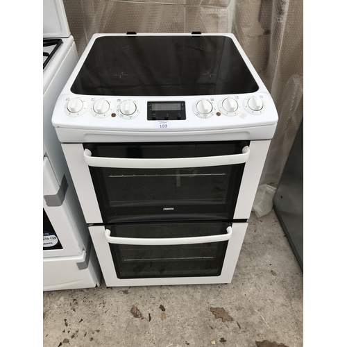 103 - A ZANUSSI ELECTRIC COOKER WITH CERAMIC HOB AND DOUBLE OVEN