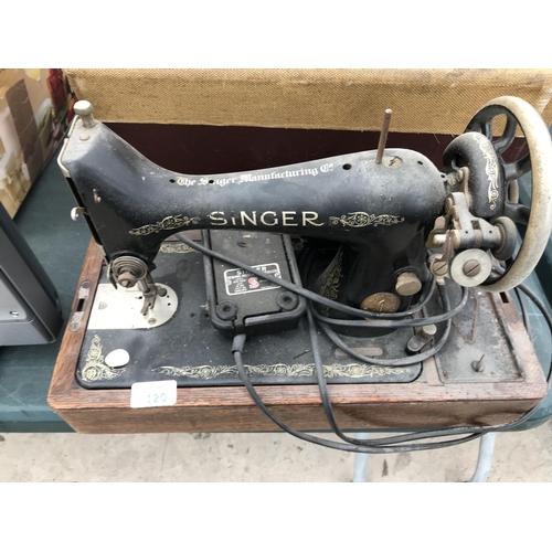 120 - TWO VINTAGE SINGER SEWING MACHINES W/O -POWERS UP