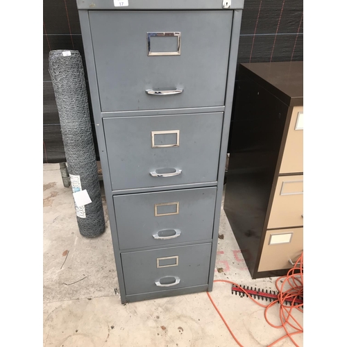 17 - A FOUR DRAWER METAL FILING CABINET