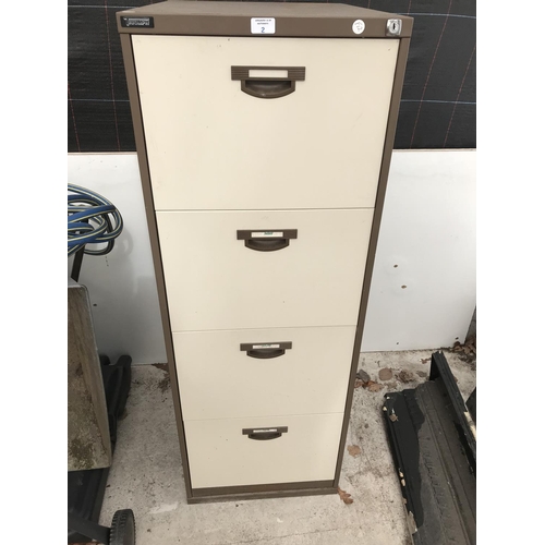 2 - A VINTAGE 'TRIUMPH' METAL FOUR DRAWER FILING CABINET