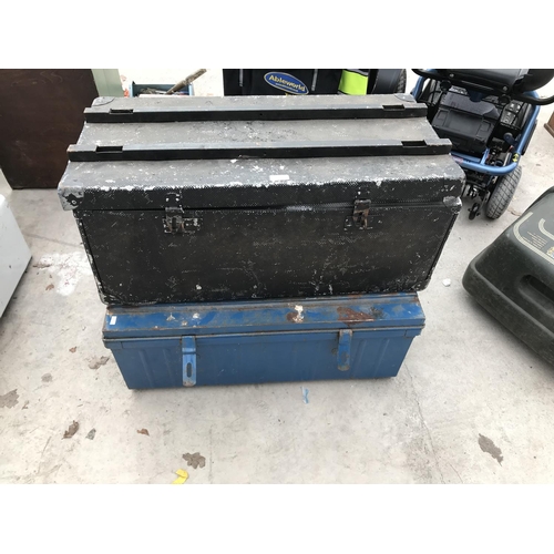 22 - TWO VINTAGE METAL TRUNKS