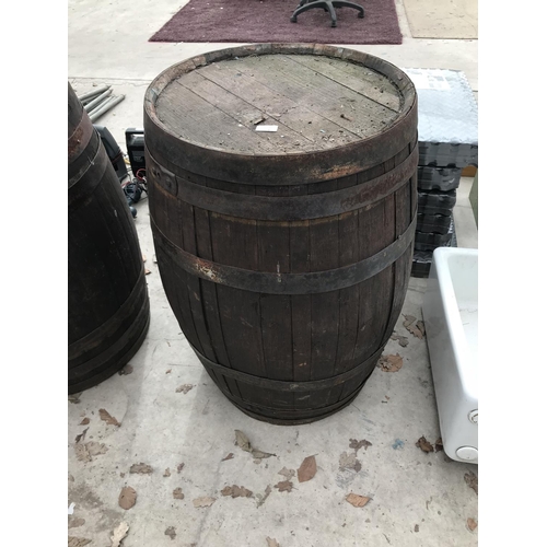 24 - A VINTAGE OAK BARREL