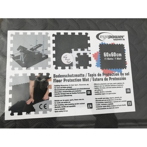 35 - SIX NEW PACKS OF FOUR 60 CM X 60 CM INTERLOCKING FLOOR PROTECTION MATS