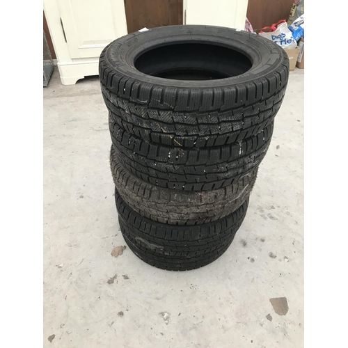 65 - FIVE 'SNOW' CAR TYRES INCLUDING MICHELIN 195/60R16