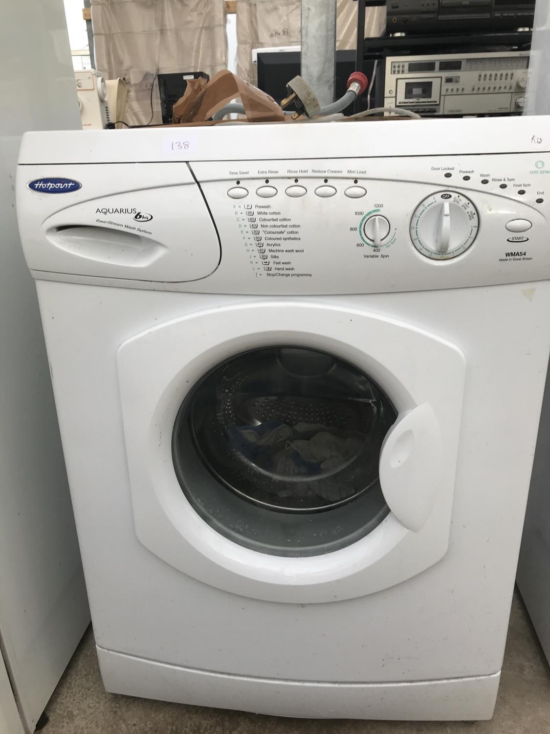 old hotpoint aquarius washing machine