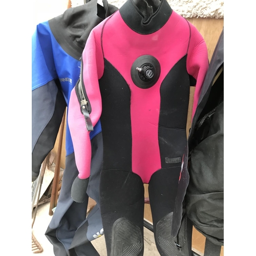 71 - THREE DIVER'S DRY SUITS AND VARIOUS ACCESSORIES