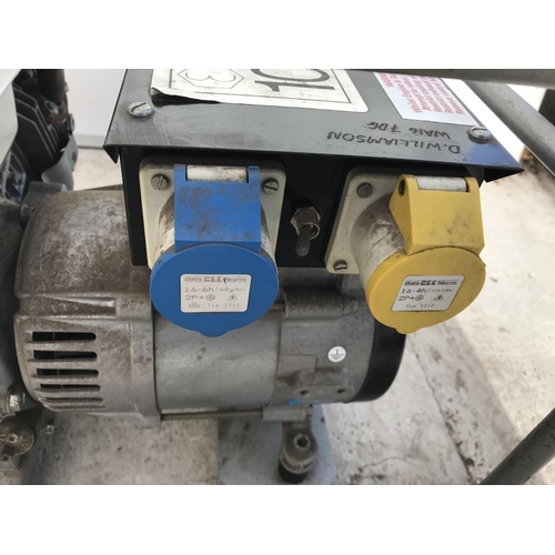 1 - A HONDA  GX160 5.5HPLWA 100 PORTABLE GENERATOR IN WORKING ORDER