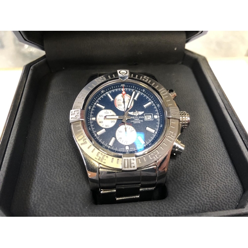 650A - A GENTS BOXED 'BREITLING' SUPER AVENGER II STAINLESS STEEL CHRONOGRAPH WATCH