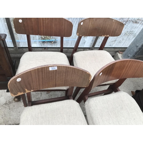 824 - FOUR RETRO TEAK DINING CHAIRS