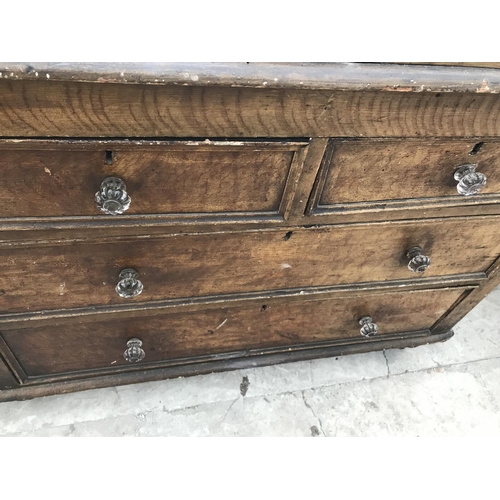 835 - A PINE CHEST OF TWO SHORT AND TWO LONG DRAWERS WITH GLASS EFFECT HANDLES