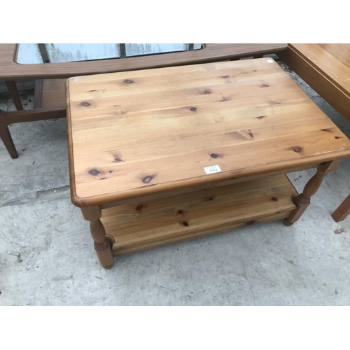 842 - THREE COFFEE TABLES - ONE TEAK AND TWO PINE