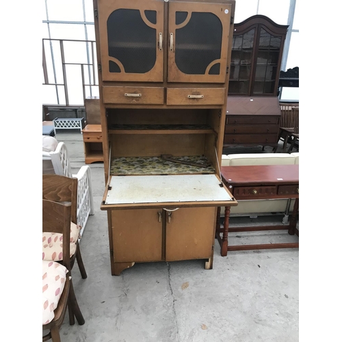 948 - A VINTAGE CASTLES KITCHEN CABINET WITH FALL FRONT, FOUR DOORS AND TWO DRAWERS