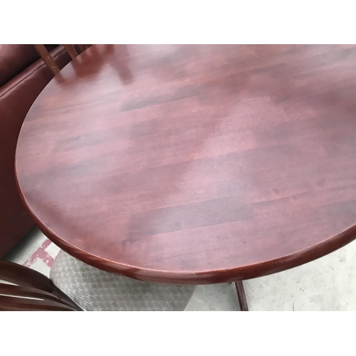 968 - A MAHOGANY DINING TABLE AND THREE CHAIRS