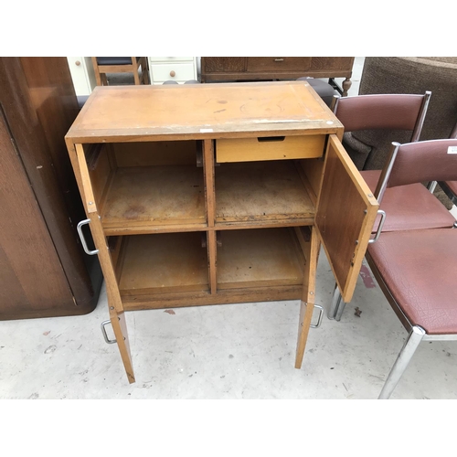 974 - A RETRO SCHOOL CUPBOARD WITH FOUR DOORS