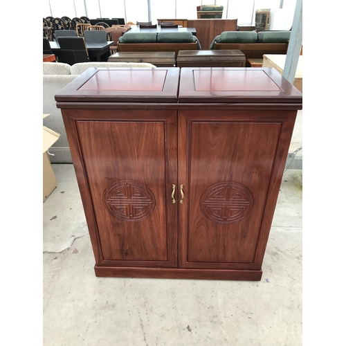 1010 - AN UNUSUAL FOLD OUT MAHOGANY COCKTAIL CABINET