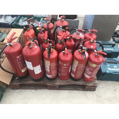 22 - TWENTY ASSORTED SIZED FIRE EXTINGUISHERS