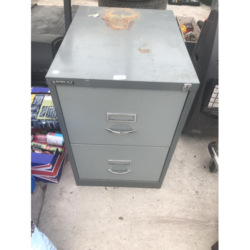 52 - A TWO DRAWER METAL FILING CABINET