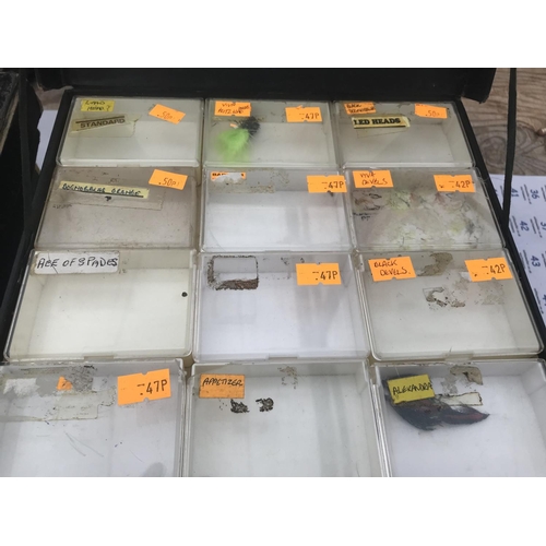 19 - ELEVEN SPARSELY FILLED AND EMPTY DATAM FLY FISHING DISPLAY CASES