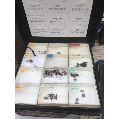 21 - FIVE DATAM FLY FISHING DISPLAY CASES CONTAINING VARIOUS FLIES