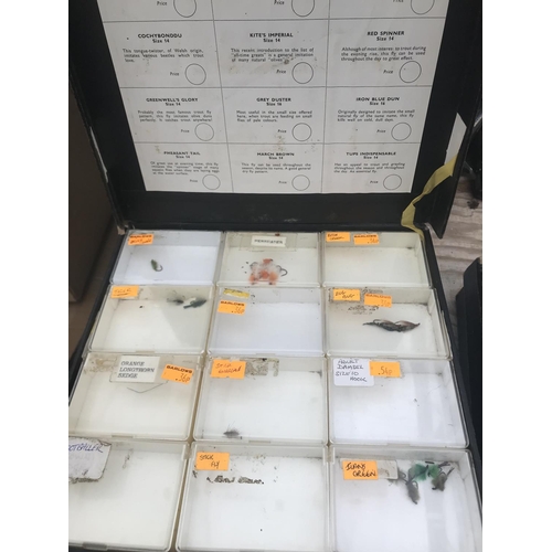 21 - FIVE DATAM FLY FISHING DISPLAY CASES CONTAINING VARIOUS FLIES