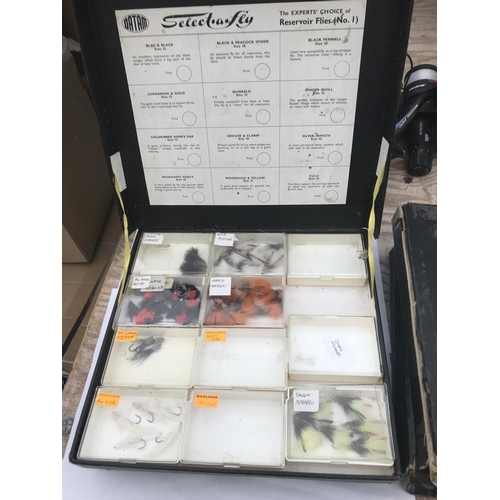 21 - FIVE DATAM FLY FISHING DISPLAY CASES CONTAINING VARIOUS FLIES