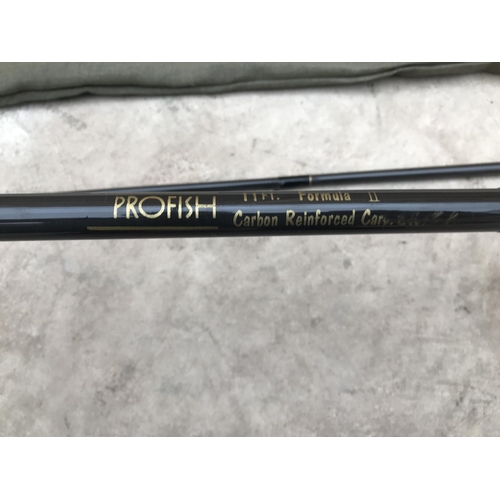 111 - AN AS NEW PROFISH FORMULA II 11 FT CARBON CARP ROD WITH ROD BAG